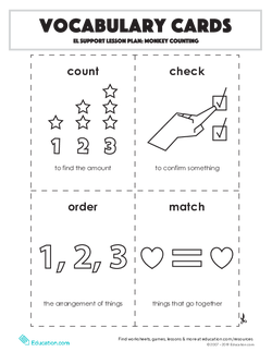 Vocabulary Cards: Monkey Counting