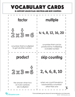 Vocabulary Cards: Multiples and Skip Counting