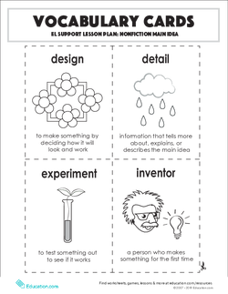 Vocabulary Cards: Nonfiction Main Idea