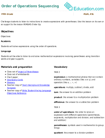 Order of Operations Sequencing large image