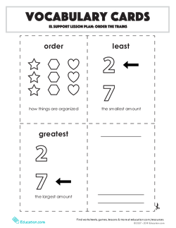 Vocabulary Cards: Order the Trains