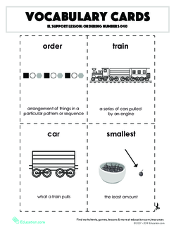 Vocabulary Cards: Ordering Numbers 0-10