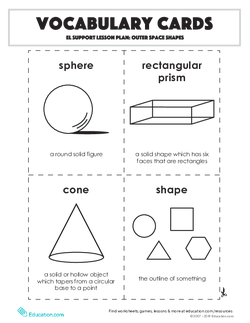 Vocabulary Cards: Outer Space Shapes