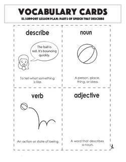Vocabulary Cards: Parts of Speech that Describe