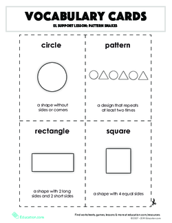 Vocabulary Cards: EL Support Lesson: Pattern Snakes