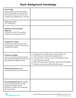 Teach Background Knowledge Template