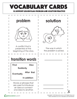 Vocabulary Cards: Problem and Solution Practice