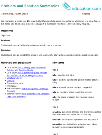Problem and Solution Summaries large image