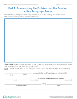 Part 2: Summarizing the Problem and the Solution with a Paragraph Frame