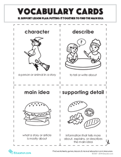 Vocabulary Cards: Putting it Together to Find the Main Idea