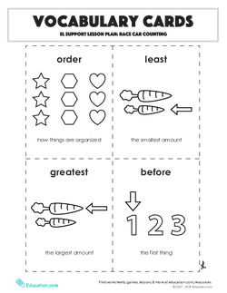 Vocabulary Cards: Race Car Counting