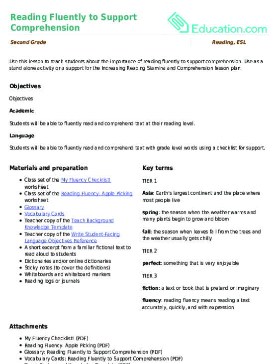 Reading Fluently to Support Comprehension