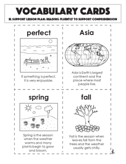 Vocabulary Cards: Reading Fluently to Support Comprehension