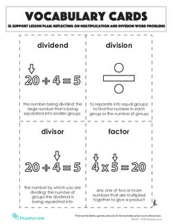 Vocabulary Cards: Reflecting on Multiplication and Division Word Problems