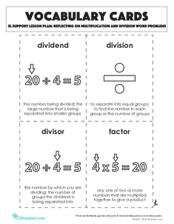 词汇卡片:反思乘法和除法应用题