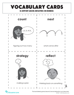 Vocabulary Cards: Reflecting on Numbers