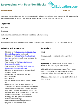 Regrouping with Base-Ten Blocks large image