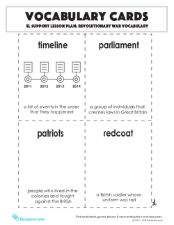 Vocabulary Cards: Revolutionary War Vocabulary
