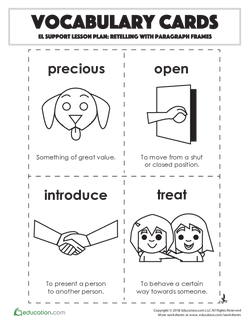 Vocabulary Cards: Retelling with Paragraph Frames