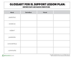 Glossary: Sentence Parts and Making Predictions