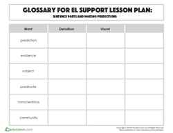 Glossary: Sentence Parts and Making Predictions