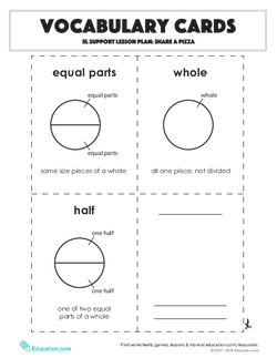 Vocabulary Cards: Share a Pizza