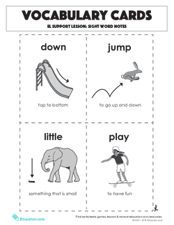 Vocabulary Cards: Sight Word Notes