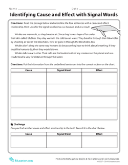 Identifying Cause and Effect with Signal Words