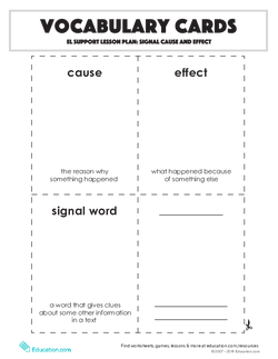 Vocabulary Cards: Signal Cause and Effect