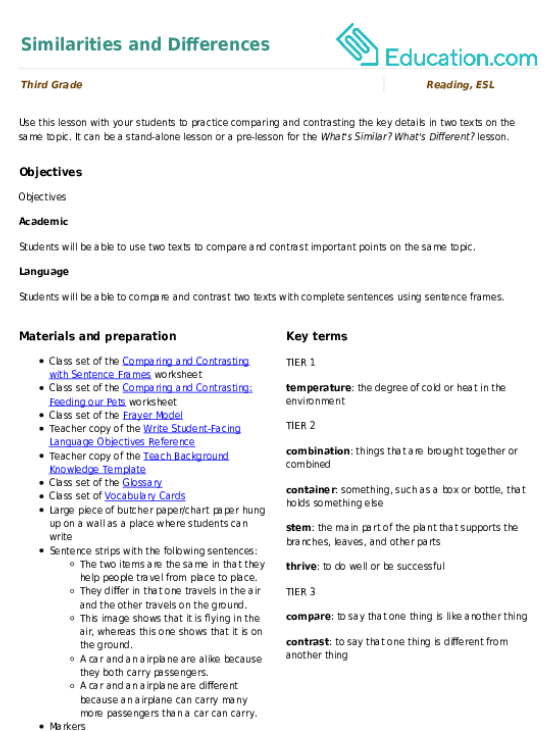 Similarities and Differences