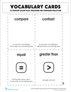 Vocabulary Cards: Strategies for Comparing Fractions