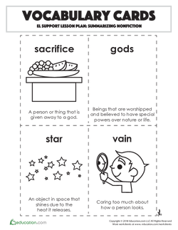 Vocabulary Cards: Summarizing Nonfiction