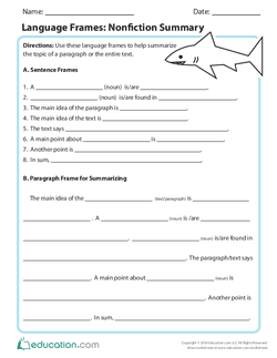 Language Frames: Nonfiction Summary