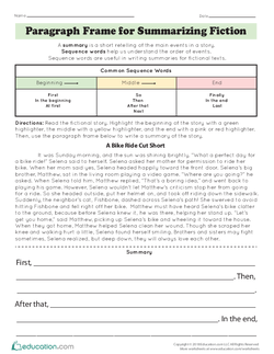 Paragraph Frame for Summarizing Fiction