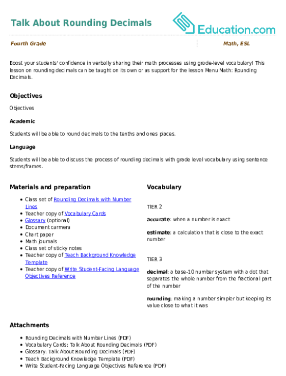 Talk About Rounding Decimals