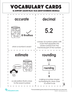 Vocabulary Cards: Talk About Rounding Decimals