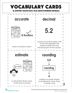 词汇卡片:谈论四舍五入小数