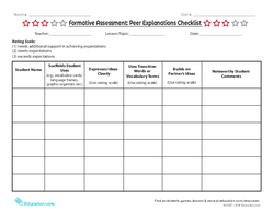 Formative Assessment: Peer Explanations Checklist