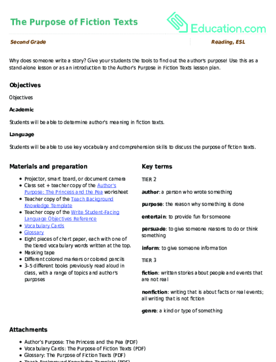 The Purpose of Fiction Texts