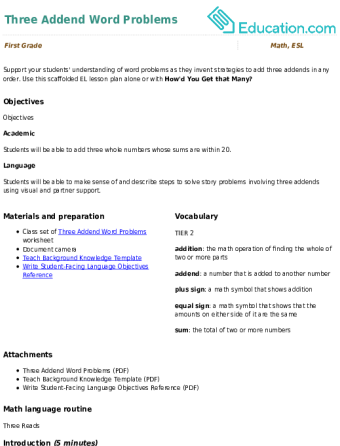 Three Addend Word Problems large image