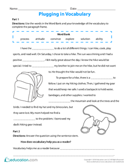 Plugging in Vocabulary