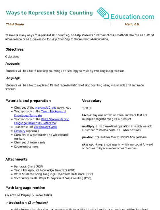 Ways to Represent Skip Counting
