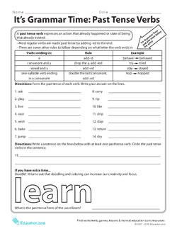 It’s Grammar Time: Past Tense Verbs