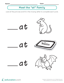 Word Families: Meet the "At" Family