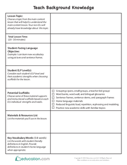 Teach Background Knowledge Template