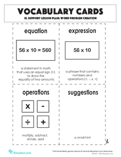 Vocabulary Cards: Word Problem Creation