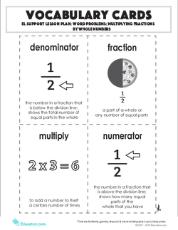 Vocabulary Cards: Word Problems: Multiplying Fractions by Whole Numbers
