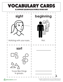 Vocabulary Cards: Wowza Word Sort