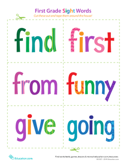 First Grade Sight Words: Find to Going