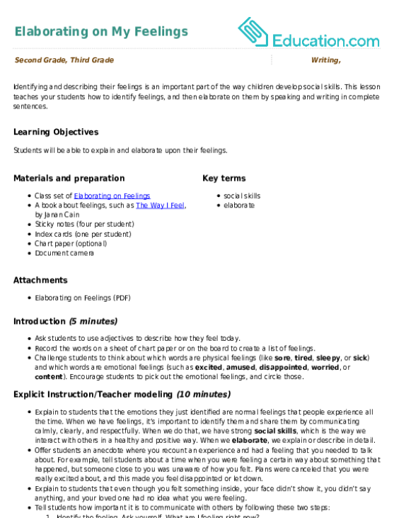 Elaborating on My Feelings